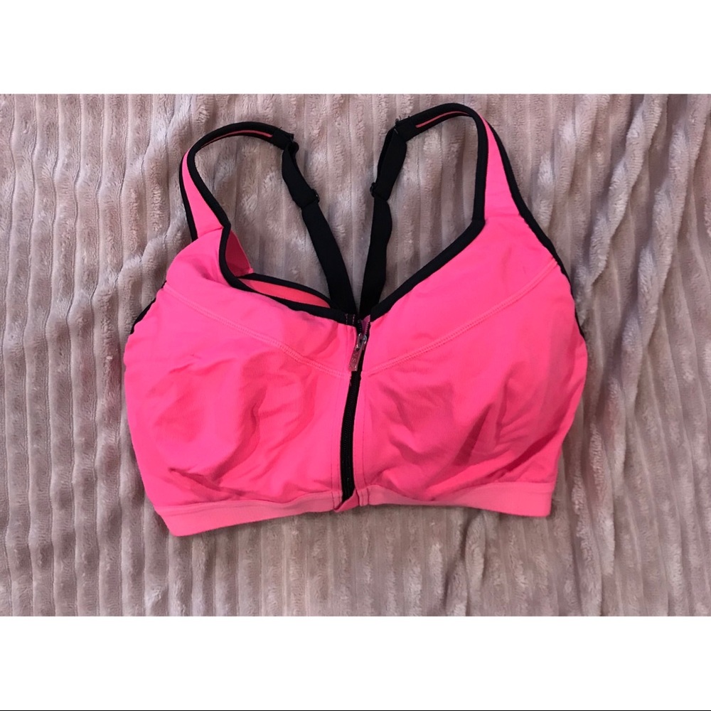 Hot Pink Zip up VSX Sports bra w/ built in bra